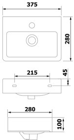 Bruckner - NOAM mosdó 37,5x28 cm kerámia/fehér