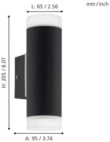 Eglo 96505 - LED Kültéri fali lámpa RIGA 2xGU10/5W