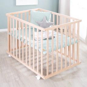 Natúr színű gurulós járóka állítható magassággal 75x100 cm Style – Roba