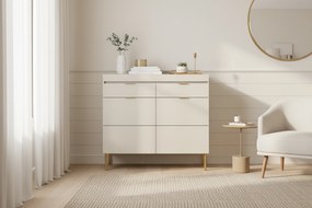 Sentia komód 105 cm, kétajtós két fiókkal - kasmír / aranysárga