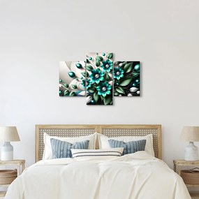 Kép - 3D türkiz virágok (90x60 cm)