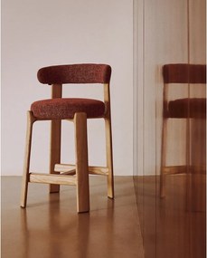 Terrakotta színű-világos natúr színű kőrisfa bárszék (ülésmagasság 65 cm) Granite – Kave Home