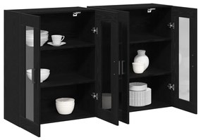 Fali Kabinetek 2 db Fekete Tölgy 69,5x34x90 cm Mérnöki Fa