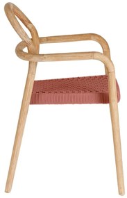 Sheryl eukaliptuszfa kerti szék terrakotta színű húrozással - Kave Home