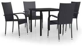 vidaXL 5 részes fekete kültéri étkezőgarnitúra