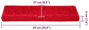 vidaXL 30 db piros lépcsőszőnyeg 65 x 21 x 4 cm
