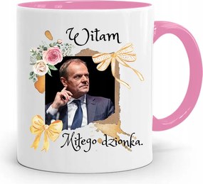 Donald Tusk Rózsaszín Bögre Platform Ajándék fényképes nyomtatással