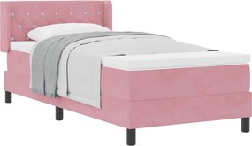 vidaXL Boxrugós ágy matracmal Rózsaszín 190 x 90 cm Poliészter