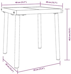 Napozóágy asztallal 2 pcs Barna, fekete 40 x 40 x 40.5 cm