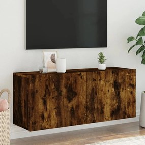 Füstös tölgy színű falra szerelhető TV-szekrény 100x30x41 cm