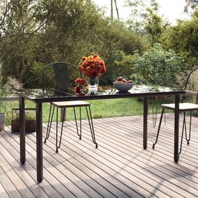 vidaXL fekete acél és edzett üveg kerti étkezőasztal 160x80x74cm