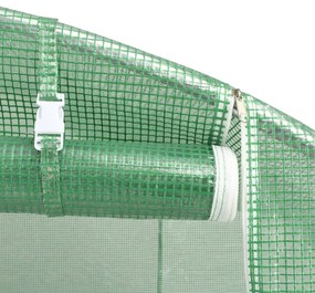 zöld acélvázas melegház 36 m² 12 x 3 x 2 m