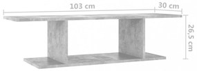 betonszürke falra szerelhető TV-szekrény 103 x 30 x 26,5 cm