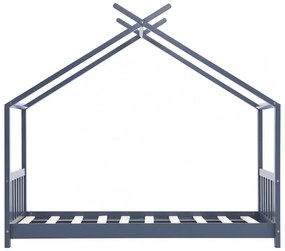 szürke tömör fenyőfa gyerekágy-keret 70 x 140 cm