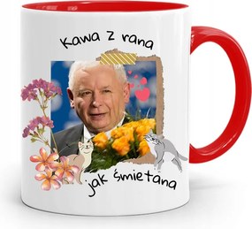 Piros Vicces Bögre Jaroslaw Kaczynski fényképes nyomattal