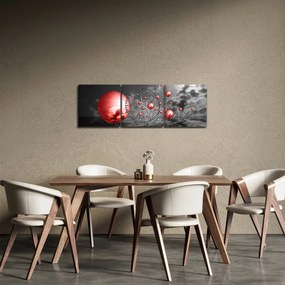 Piros gömbök képe (órával) (90x30 cm)