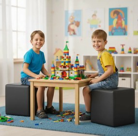 EMI kocka alakú fekete műbőr babzsákfotel