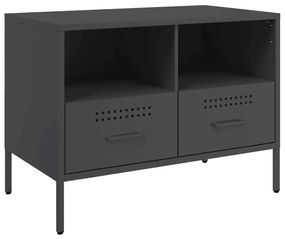 2 db fekete acél TV-szekrény 68 x 39 x 50,5 cm