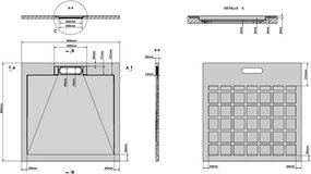 Zuhanytálca - kőhatású, strukturált pala - kompozit ásvány - Viva ES - matt fehér - 90 x 90 x 3 cm