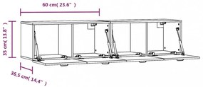 2 db fekete szerelt fa faliszekrény 60 x 36,5 x 35 cm