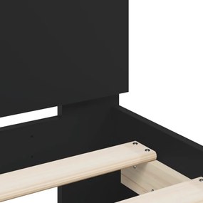 fekete szerelt fa ágykeret fejtámlával 120 x 190 cm