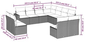 11 részes bézs polyrattan kerti ülőgarnitúra párnákkal