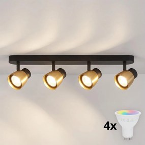 Brilagi - LED RGBW dimmelhető spotlámpa NUGGET 4xGU10/4,8W/230V fekete/arany