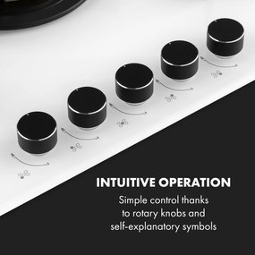 Klarstein Goldflame 5, gázfőzőlap, 5 sárgaréz égő, üvegkerámia