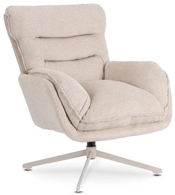 Fotel Wypoczynkowy Obrotowy PASADENA Z Podnóżkiem Kremowy