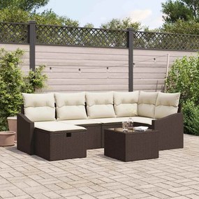 Kerti Kanapé Szett 7 pcs Barna 55 x 62 x 69 cm Poli rattan