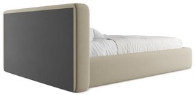 Bézs kárpitozott ágyneműtartós franciaágy ágyráccsal 140x200 cm Kiana – Makamii