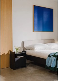 Fekete kárpitozott-forgácslemez franciaágy ágyráccsal 180x200 cm Streiko – noo.ma