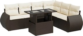 vidaXL 7 részes barna polyrattan kerti ülőgarnitúra párnákkal