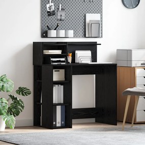 vidaXL Íróasztal tárolóval Fekete tölgy 90x48x101.5 cm Szerelt fa