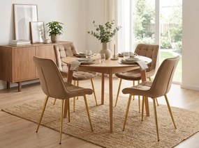 Barna étkezőszék BERA bársony arany lábakkal