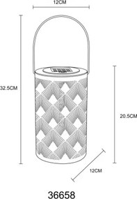 Globo 36658 Solar lámpa fém fekete matt, műanyag fekete, fém aranyszínű, nyomáskapcsoló, tűzhatás, beépített elem AA 600mAh 1.2V, IP44, függesztett vagy álló lámpa, ø: 120mm, M: 325mm, tartozék: 20x LED 0.5W 3V, 3000K