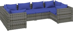 vidaXL 6 részes szürke polyrattan kerti ülőgarnitúra párnákkal