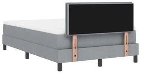 Box Spring Ágy Matraccal és LED Fénnyel Szürke 120x200 cm Szövet