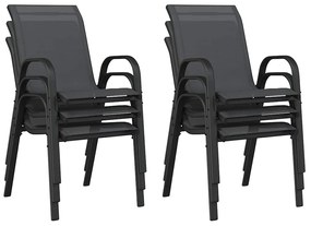 6 db fekete textilén rakásolható kerti szék