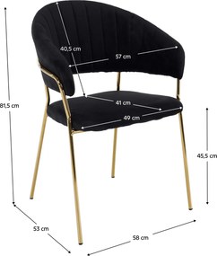 Design étkezőszék, fekete Velvet szövet/gold króm arany, DASMIN TYP 1