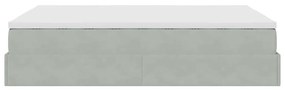 Ottomán ágykeret matraccal világosszürke 140x190 cm bársony