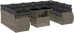 vidaXL 10 részes szürke polyrattan kerti ülőgarnitúra párnákkal
