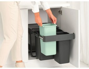 Mentazöld-sötétszürke műanyag szelektív-érintésre nyíló szemetes 40 l Sort&amp;Go – Brabantia