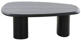 Fekete dohányzóasztal kőrisfa dekoros asztallappal 78x96 cm Tirano – House Nordic