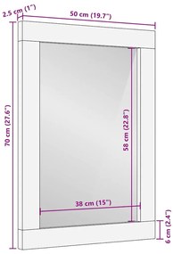Tükör barna és ezüst 50 x 70 cm Szilárd mangófűrész áru, üveg