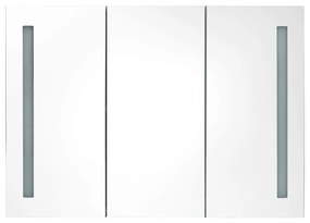szürke tükrös fürdőszobaszekrény LED világítással 89x14x62 cm