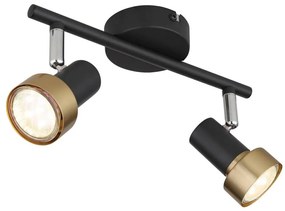 Globo 57917-2G - Spotlámpa MASON 2xGU10/25W/230V fekete/arany