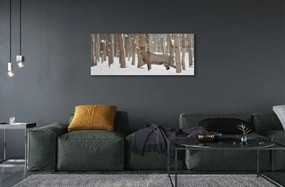 Üvegképek Deer téli erdőben 125x50 cm