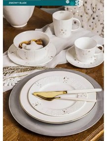 Karácsonyi dombor mintás hópelyhes porcelán desszertes tányér - 20 cm - Winter Glow