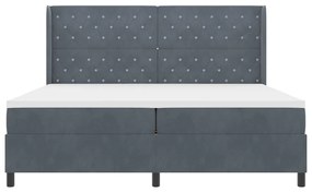 Boxspring Ágy Matraccal Sötétszürke 200x200 cm Bársonyos